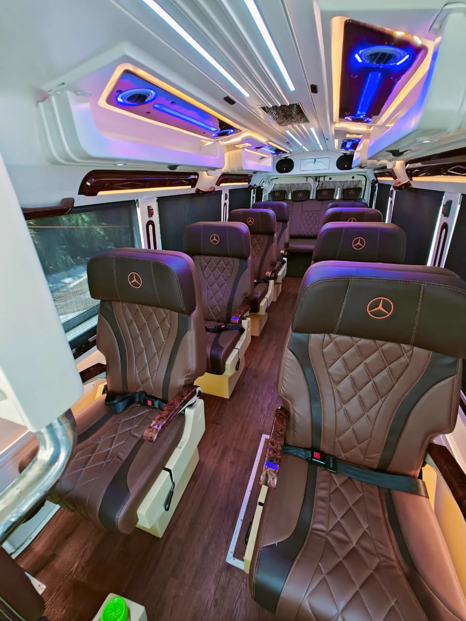Maharaja tempo traveller, aisle and wooden flooring
