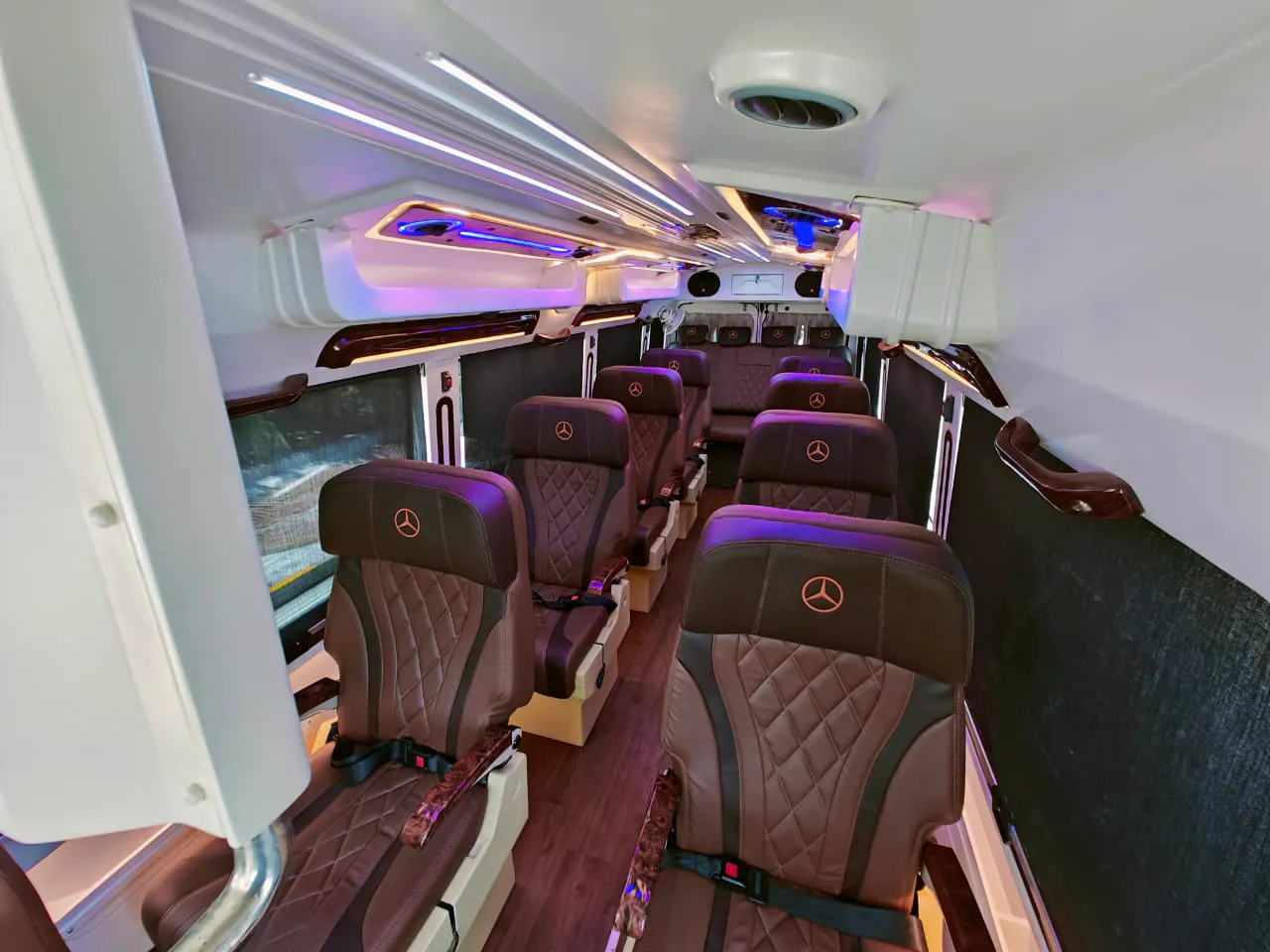 Maharaja tempo traveller, 1 by 1 seating down the aisle