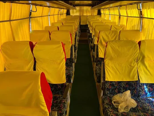 35 seater BharatBenz, seating down the aisle