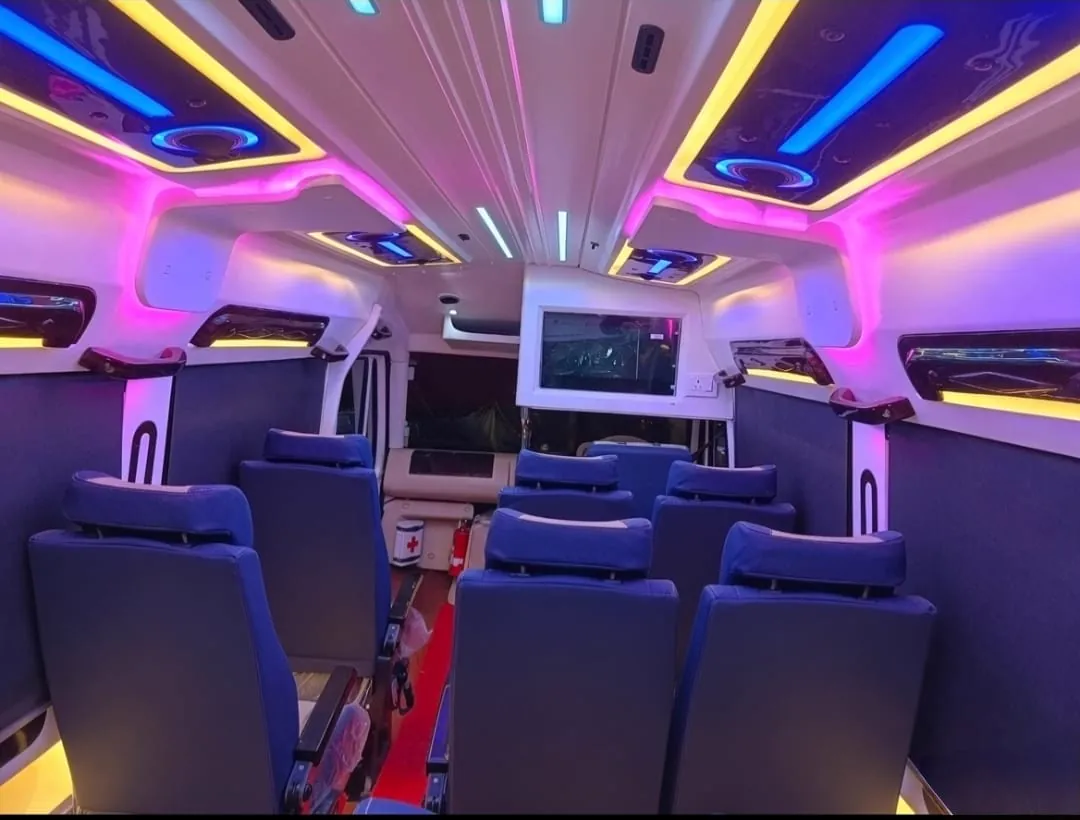 Tempo traveller, screen and ambient lighting